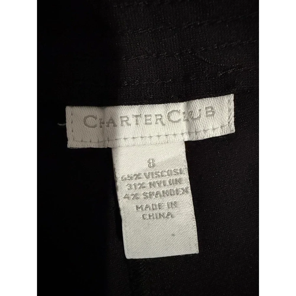 Charter Club Midi Skirt Size 8 Black Paneled Side Zip A-Line Career Minimalist